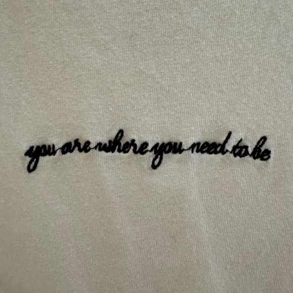 White tank top “you are where you need to be” embroidered in black - Picture 3 of 4